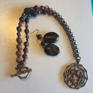 Lucky Brand eclectic gold tone bamboo necklace set